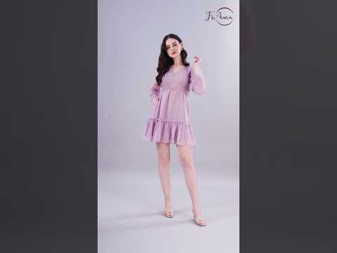 Feaura Women Lilac Chiffon Gathered Midi Dress With Pocket