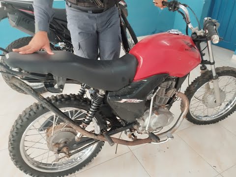 MOTO SEM PLACA E COM CHASSI RASPADO É APREENDIDA PELA PM EM SÃO LUÍS GONZAGA DO MARANHÃO