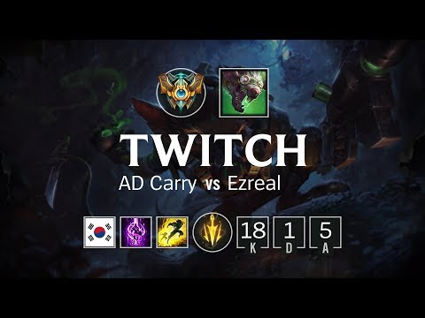 Twitch ADC vs Ezreal - KR Challenger Patch 8.18
