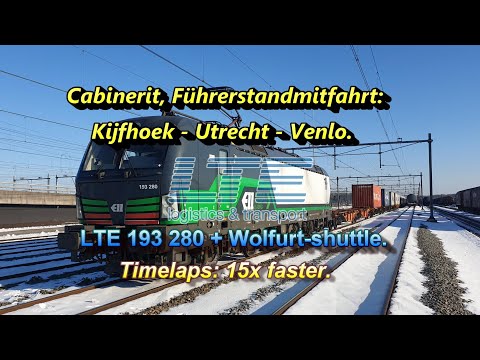 Timelaps: Cabinerit, Führerstandmitfahrt: Kijfhoek - Utrecht - Venlo, in de sneeuw!!