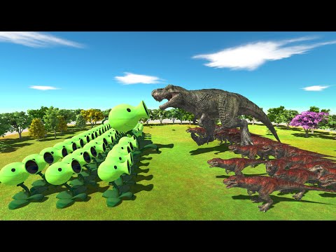 Which Team Will Win? Peashooter vs Dinosaurs T-Rex - Animal Revolt Battle Simulator