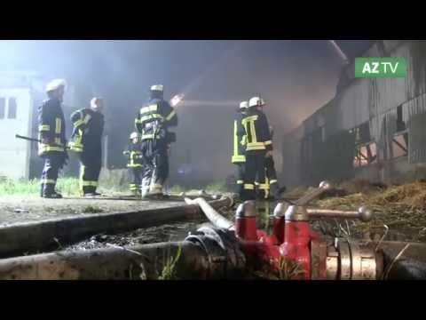 Mit Asbest verkleidete Scheune in Werben in Flammen