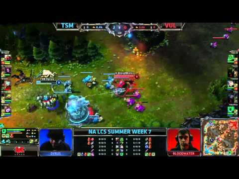 Dyrus Rumble 1v3 first blood double kill! Flame on! | TSM vs Vulcun | NA LCS Summer split 2013 W7D1