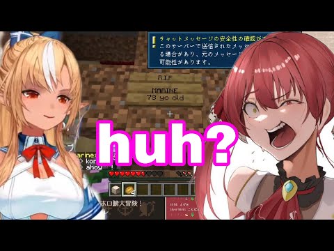Hololive Cut - Houshou Marine React To Her Tombstone Made by Flare | Minecraft [Hololive/Eng Sub]