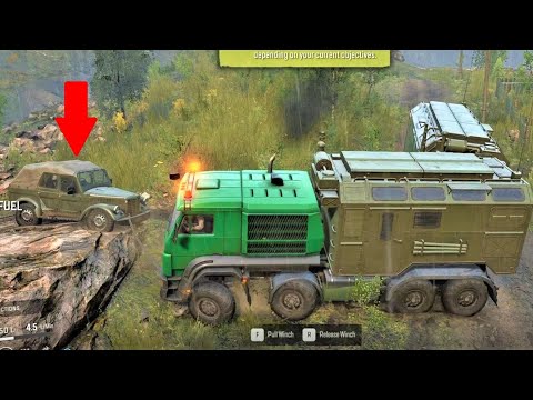 SnowRunner Gameplay Walkthrough #2 - RECOVERY TUZ 166 with AZOV 64131