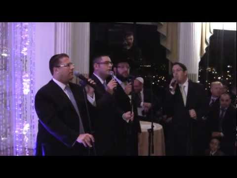 Shloime Dachs, Dovid Gabay, Shragee Gestetner and Yonatan Shlagbaum Sing and Walk Down at a Chupa