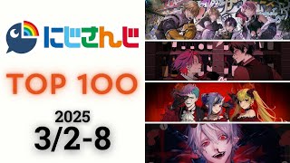 【2025/3/2-8】にじさんじ 歌ってみた&オリジナルソング 週間再生数ランキング TOP 100 + 新曲