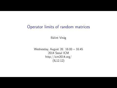 ICM2014 VideoSeries IL12.12: Balint  Virag on Aug20Wed