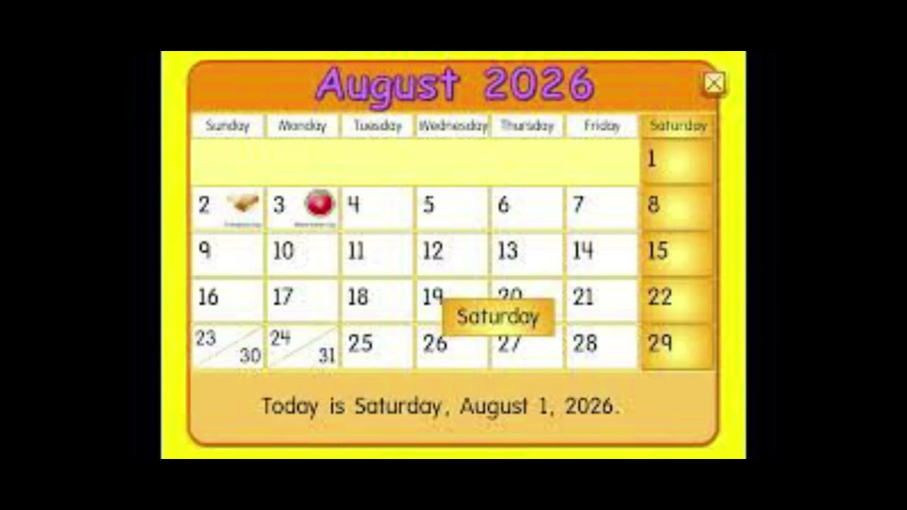 Starfall calendar August 2026 