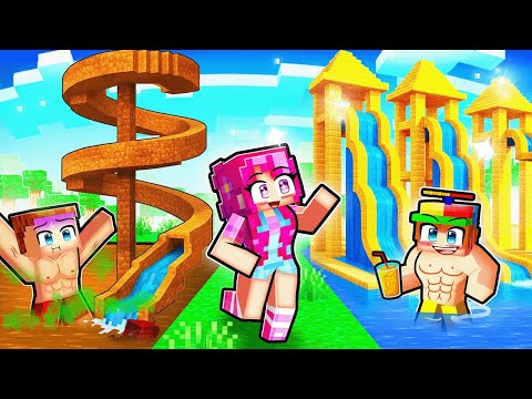 POOR vs RICH Water Park Build Battle in Minecraft!