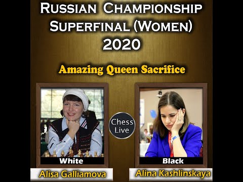 Queen Sacrifice in Russian Championship Superfinal (Women) | Galliamova vs Kashlinskaya 2020