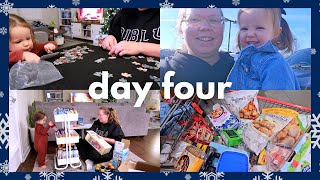 VLOGMAS DEC 4 | costco & trader joe's haul, refilling my mailman snack cart, puzzles + more