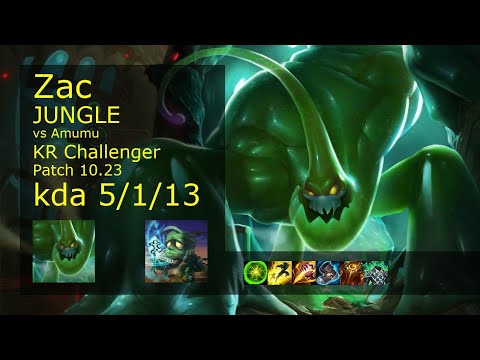 Zac Jungle vs Amumu - KR Challenger 5/1/13 Patch 10.23 Gameplay // [롤] 자크 vs 아무무 정글