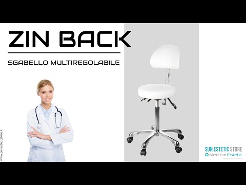 Zin Back sgabello con schienale multiuregolabile ergonomico bianco base cromata