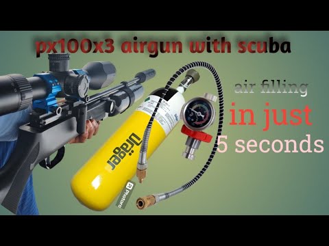 px100 x3 air rifle/ Air filling with scuba tank/ How to fill air in PCP with scuba