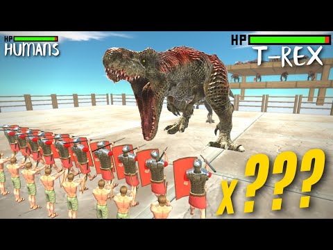 How many Humans need to Defeat T-REX - Arena Tournament | Animal Revolt Battle Simulator ARBS