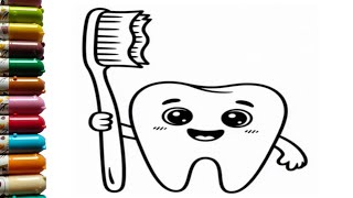 🦷🪥 Toothbrush & Wash Basin Drawing for Kids | Easy Drawing, painting, for Toddlers 🫧🧼