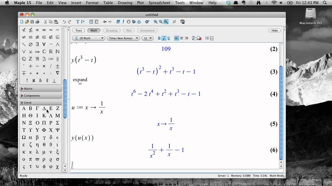 Working with functions in Maple 15