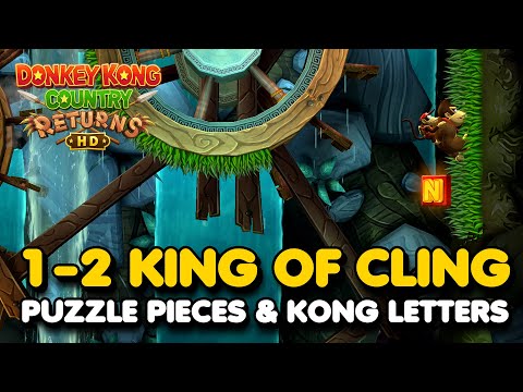 Donkey Kong Country Returns HD - King of Cling 1-2 (All Puzzle Pieces & KONG Letters)