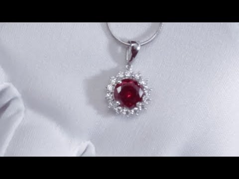 F&B Jewelry Showcase: FAB 8mm Lab Created Round Red Ruby Pendant on Snake Chain Necklace