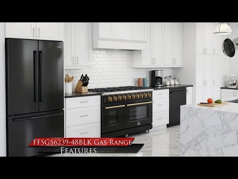 Forno Massimo 48-Inch Black Freestanding Gas Range, (FFSGS6239-48BLK)