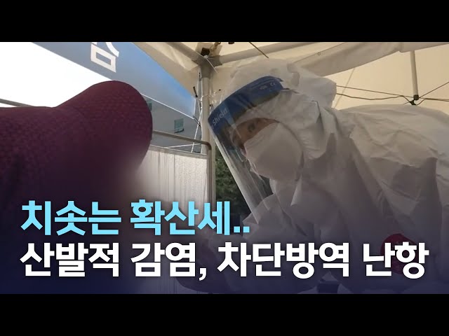 치솟는 확산세..산발적 감염에 차단방역 난항