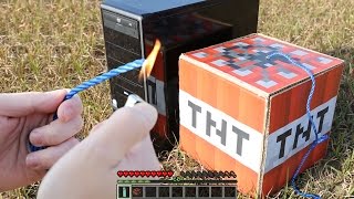 Minecraft in Real Life! blow up a PC with TNT!!  R