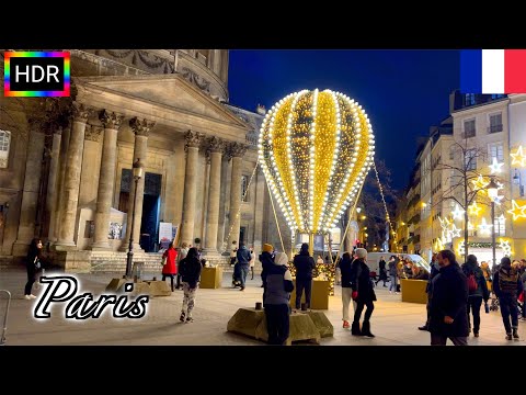 🇫🇷🎄【HDR 4K】Paris Christmas Walk - 9th to 1st arrondissement (November, 2021)