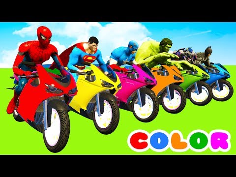 MotorCycles COLOR for Babies in Cars Cartoon & Superheroes for kids