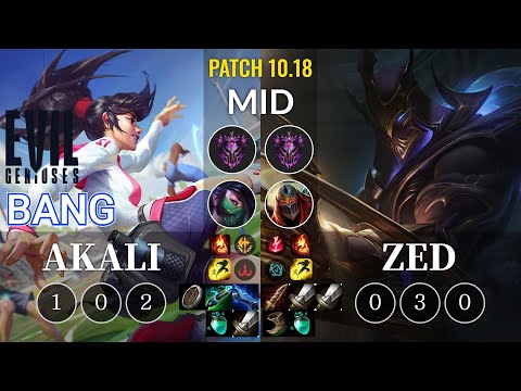 EG Bang Akali vs Zed Mid - KR Patch 10.18