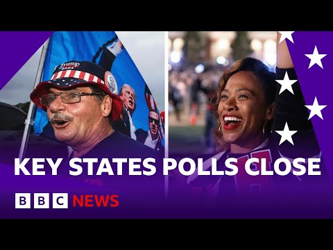 Video | US election: Polls close in battle states in Harris and Trump race for White House | BBC News
