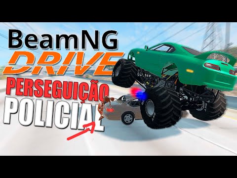 Perseguição Policial e destruição total com Monster truck no Beamng Drive