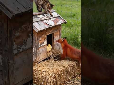 Pisica a protejat puii #pisică