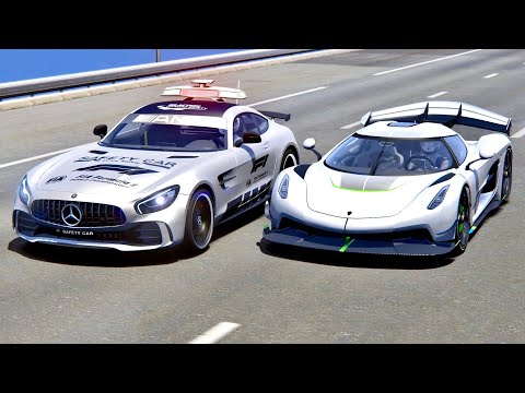 Koenigsegg Jesko vs Safety Car with F1 2004 Engine - Drag Race 2KM