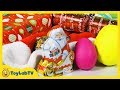 Santa Surprise Toys Opening with Play Doh Surprise Eggs & Christmas Toys