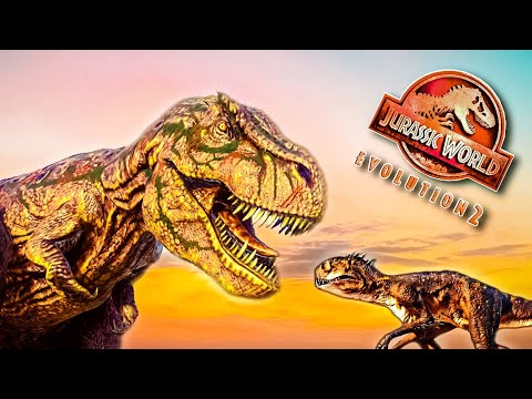 T-REX  vs. SCORPIOS REX  vs. MOSASAURUS  ON THE LAKE PARK  \ JURASSIC WORLD EVOLUTION 2 / [4K 60FPS]