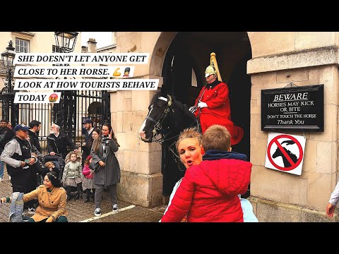 Female King's Guard "GET OUT OF MY BOX!" Tourists IGNORED the New Rules at Horse Guards in London