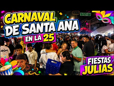 está en vivo las mejores fiestas Julias, carnaval Santa Ana de noche