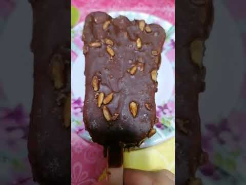 chocolate coating ice-cream with sunflower seeds