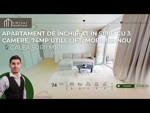 Apartament de inchiriat in Sibiu cu 3 camere, 74mp utili, lift, mobilier nou