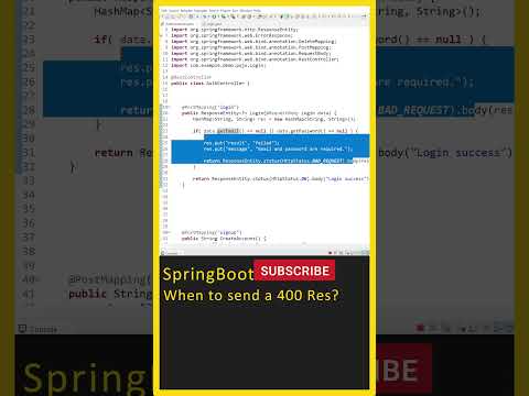 Java Springboot 400 Response Springboot Tutorial Spring Boot Tutorial Spring Framework Shorts