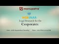 Manupatra Webinar Legal Research For The Corporates
