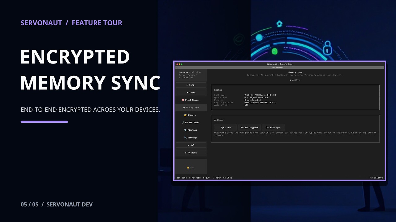 Thumbnail for Encrypted Server Memory Sync Across Devices | Servonaut