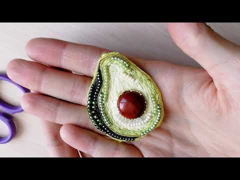 Мастер-класс брошь авокадо. Безель вместо оправы на кабошон.