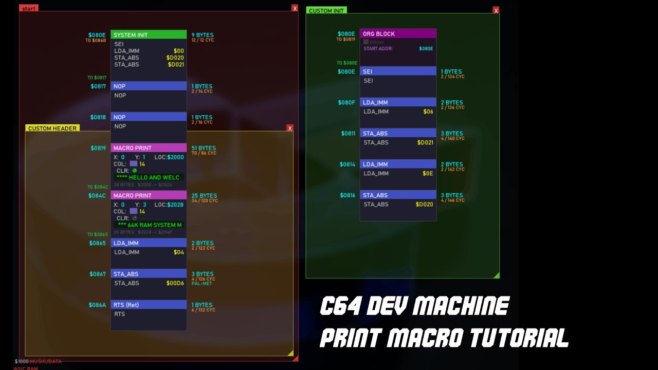 C64 Dev Machine - Print Node and Custom start screen