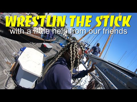 Placing a Coin Under Our New Mast Step and Moving the Mast to the Boat