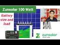 zunsolar 100 watt polycrystalline solar panel battery size and load
calculation rules