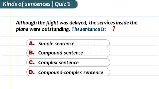 Sentences Quiz 1 by Quality Education | Simple, Compound, Complex & Compound-complex sentences
