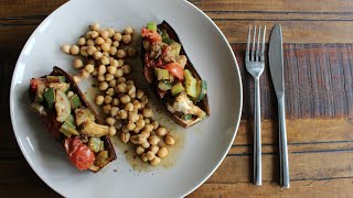 UK & USA Vegan Recipe Collaboration | Aubergine/Eggplant Bake with a Chickpea Salad