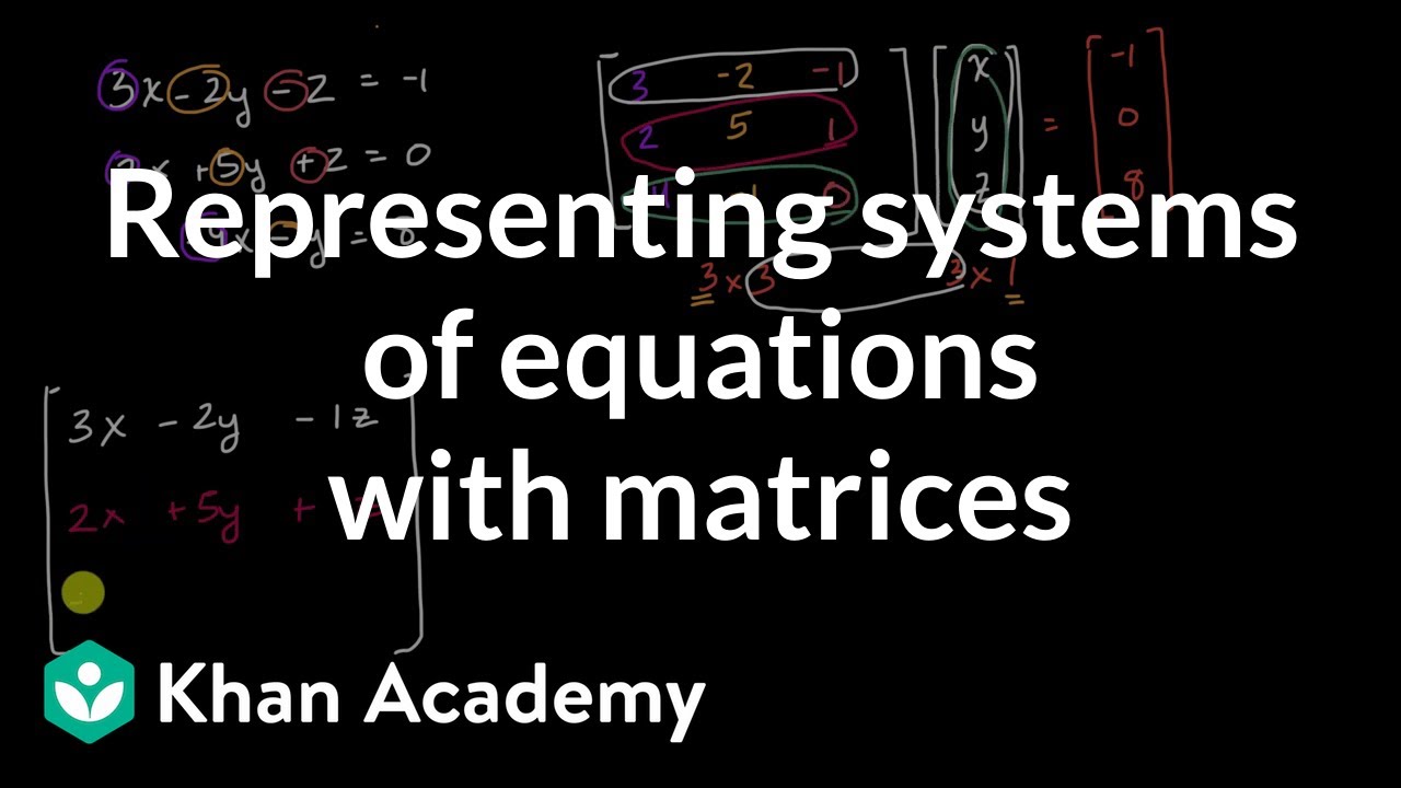 Representing systems of equations with matrices | Matrices | Precalculus | Khan Academy